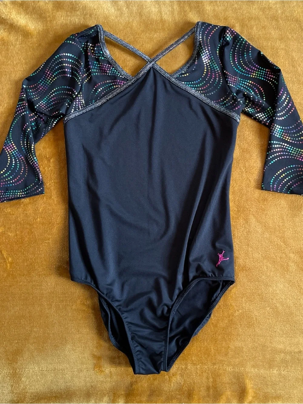 CAPEZIO Future Star Dance Leotard Black LARGE 10/12 Gymnastics Long Sleeve